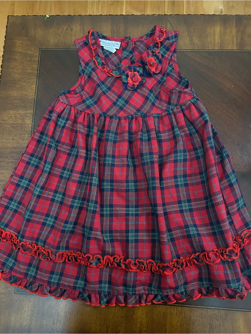 Samantha Says Girls Size 5 Red Tartan Plaid Christmas Holiday Dress Ruffle